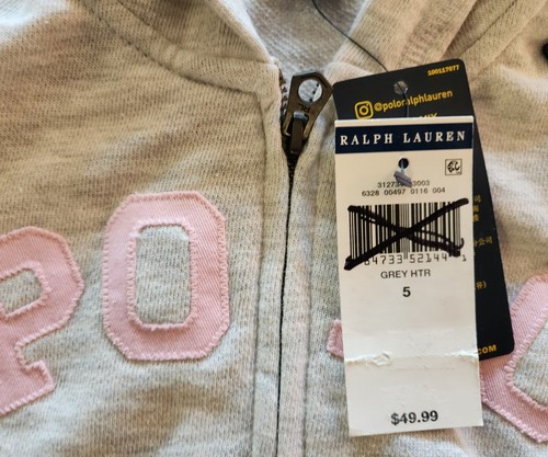 POLO RALPH LAUREN GIRLS 5 FULL ZIP EMBROIDERED HOODIE NWT!! - Picture 6 of 15
