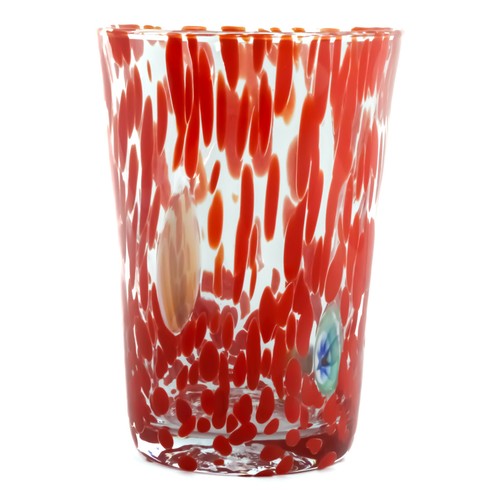 Set of 6 Six Murano Glass Drinking Art Tumblers Red Handmade Millefiori - Picture 7 of 12
