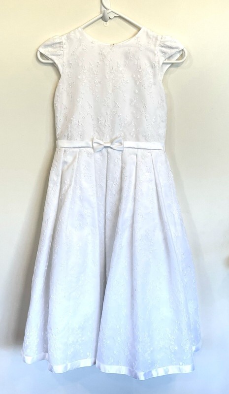 Us Angels Girls Ballerina Bow Satin Tulle Fit & Flare Dress in White Size 10