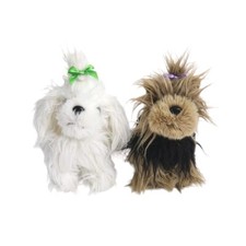 Realistic Maltese Shih Tzu Yorkie Battat Dog Plush Stuffed Animal Lot Of 2 8"