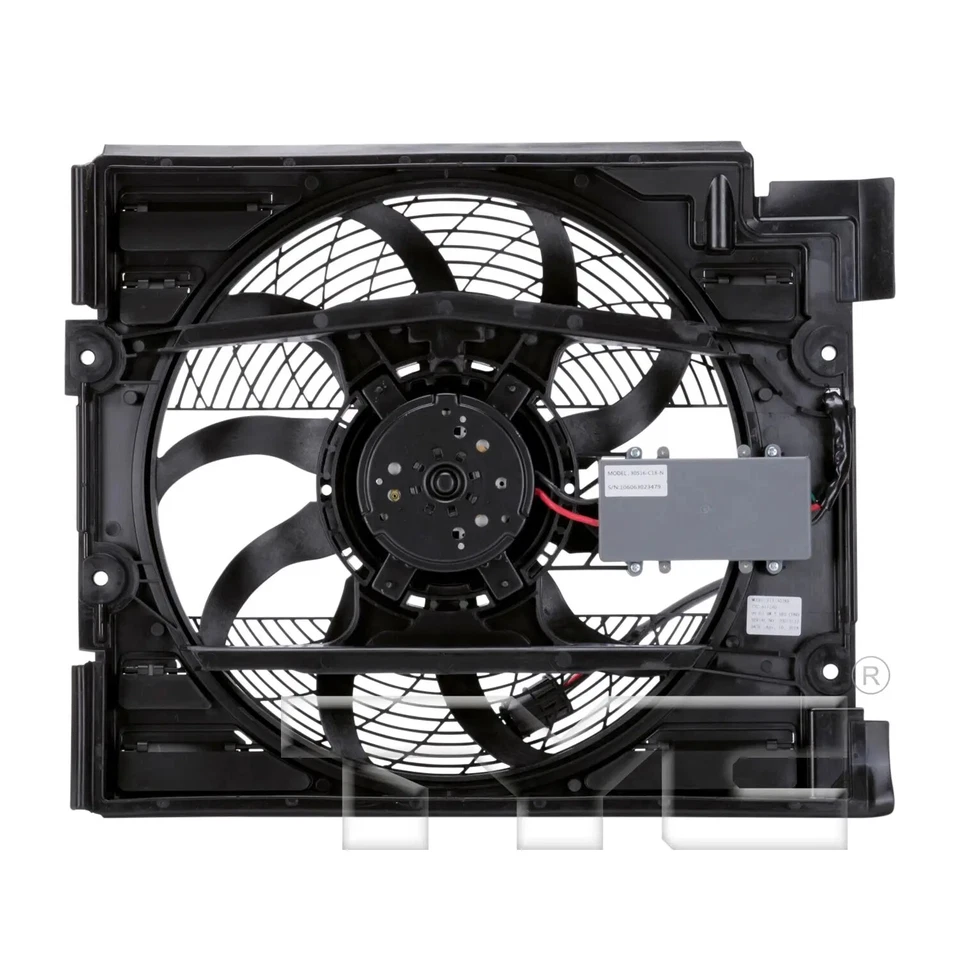 Conjunto de ventilador condensador TYC 611240 A/C para 99-03 BMW 525i 528i 530i 540i - Imagem 3 de 4