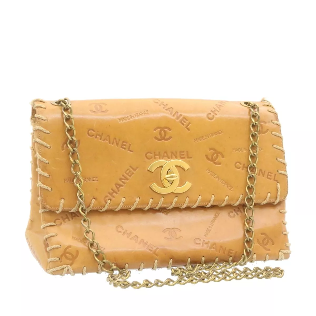 Chanel Brown Raffia Shoulder Tote - Vintage Lux