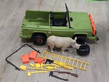 VINTAGE MATTEL BIG JIM JUNGLE PATROL JEEP JUNGLE TRUCK W/RHINO INCOMPLETE 1970'S
