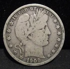 1909 Barber Silver Half Dollar - Fine           ENN COINS