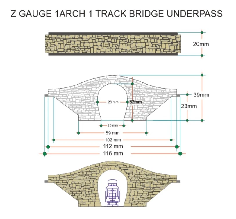 Z GAUGE STONE BRIDGE SINGLE TRACK NEW MODEL OVERPASS LASER ENGRAVED PRO PAINTED - Image 2 of 4