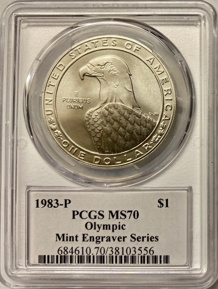 1983-P $1 Dollar Silver Olympic Discus Thrower PCGS MS-70 Mercanti - Image 2 of 4