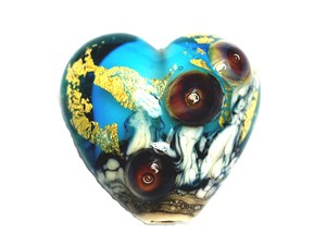 30 Sapphire AB Lampwork Glass 12mm Heart Beads