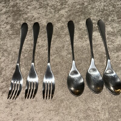 KNORK Flatware 6 Piece Stainless Steel 3 Teaspoons 3 ForkSilverware, Replacement