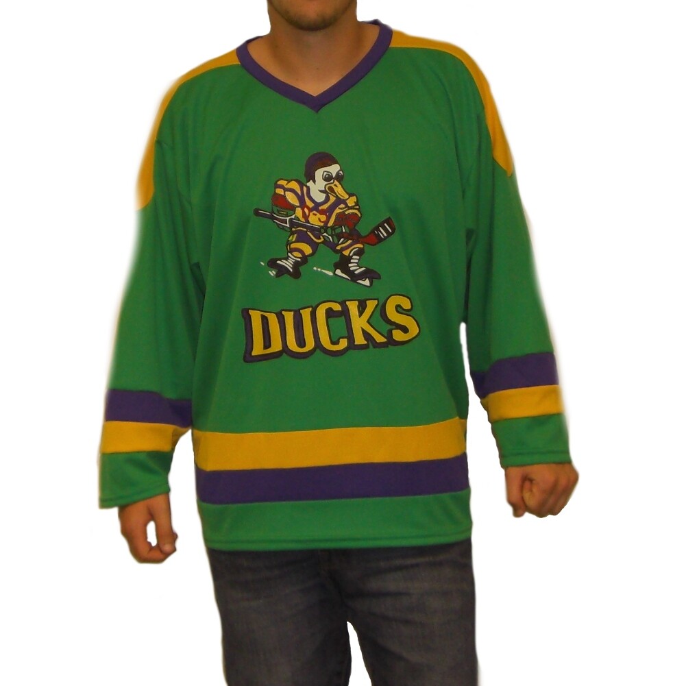 Mighty Ducks Jersey Gordon Bombay #66 Film Borduren Ijshockey Jersey Mannen Hip Hop Volwassenen Sport Trui voor Feest, Groen, M (Bust: 124cm