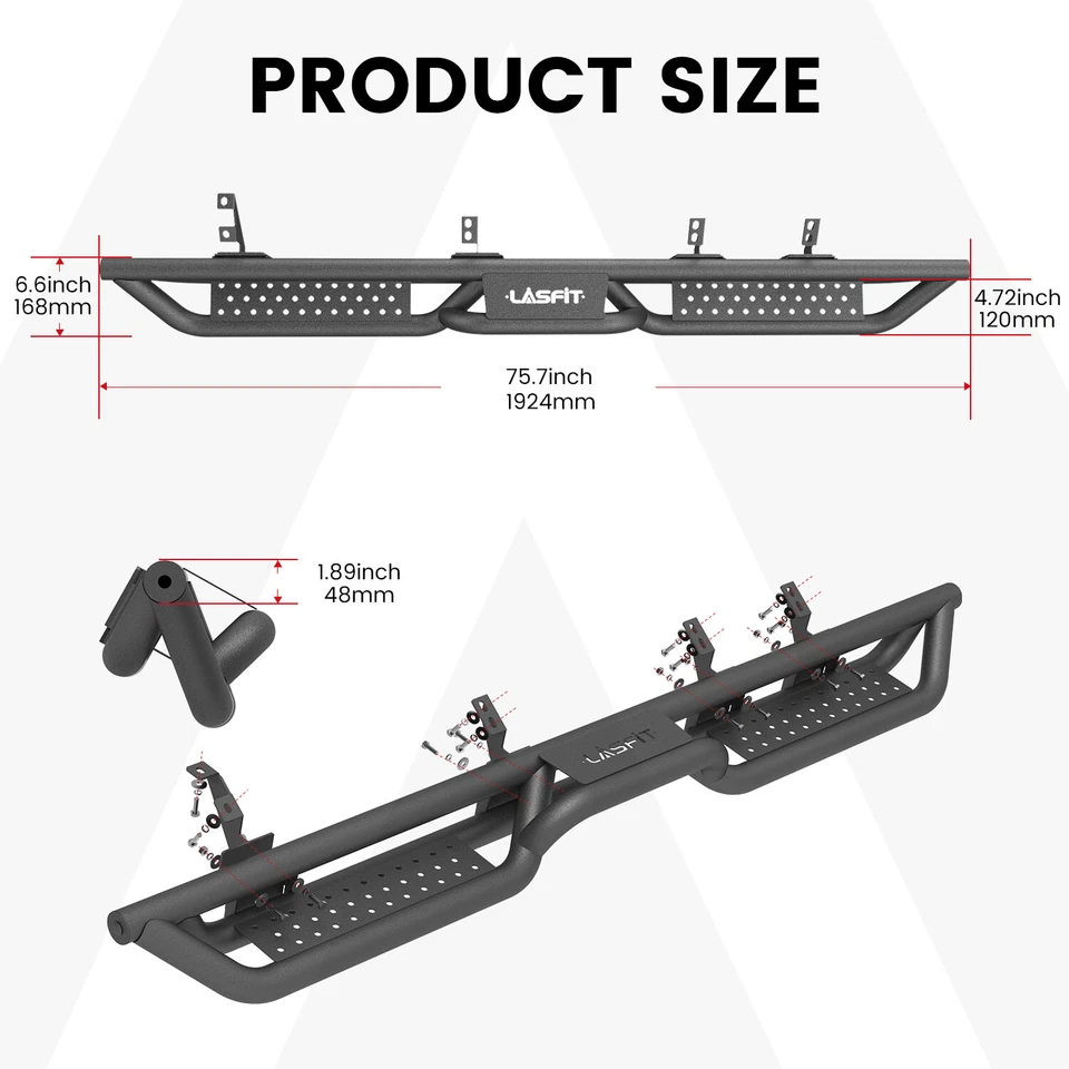 LASFIT Running Boards for 2024 2025 Toyota Tacoma Double Cab Step Bars 600lbs Foto 4 de 4