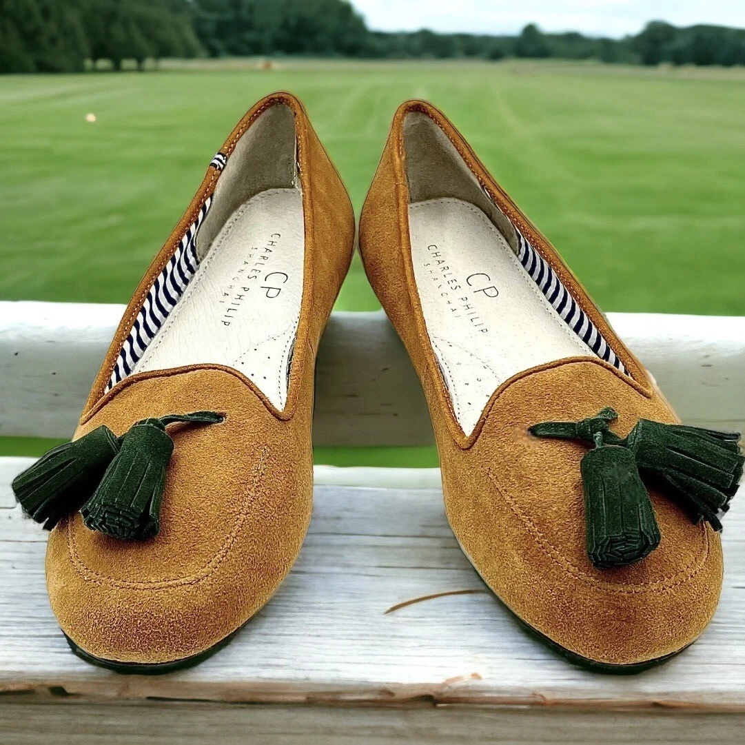CHARLES PHILIP SHANGHAI SLIP ON Ballet Flat Silvie Sz 7.5 Tan