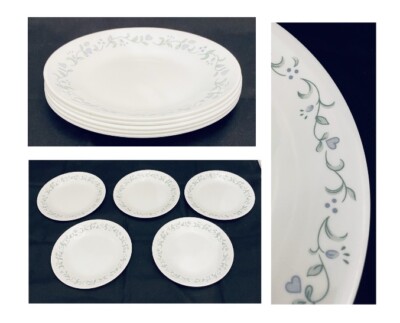 VINTAGE Corelle Bread Plates 6.75'' COUNTRY COTTAGE Hearts Flowers 5-Pc EXCELLENT