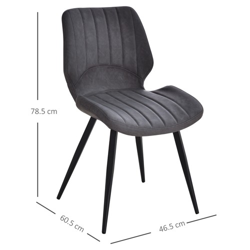 Set Of 2 Vintage PU Leather Dining Chair Moulded Seats Steel