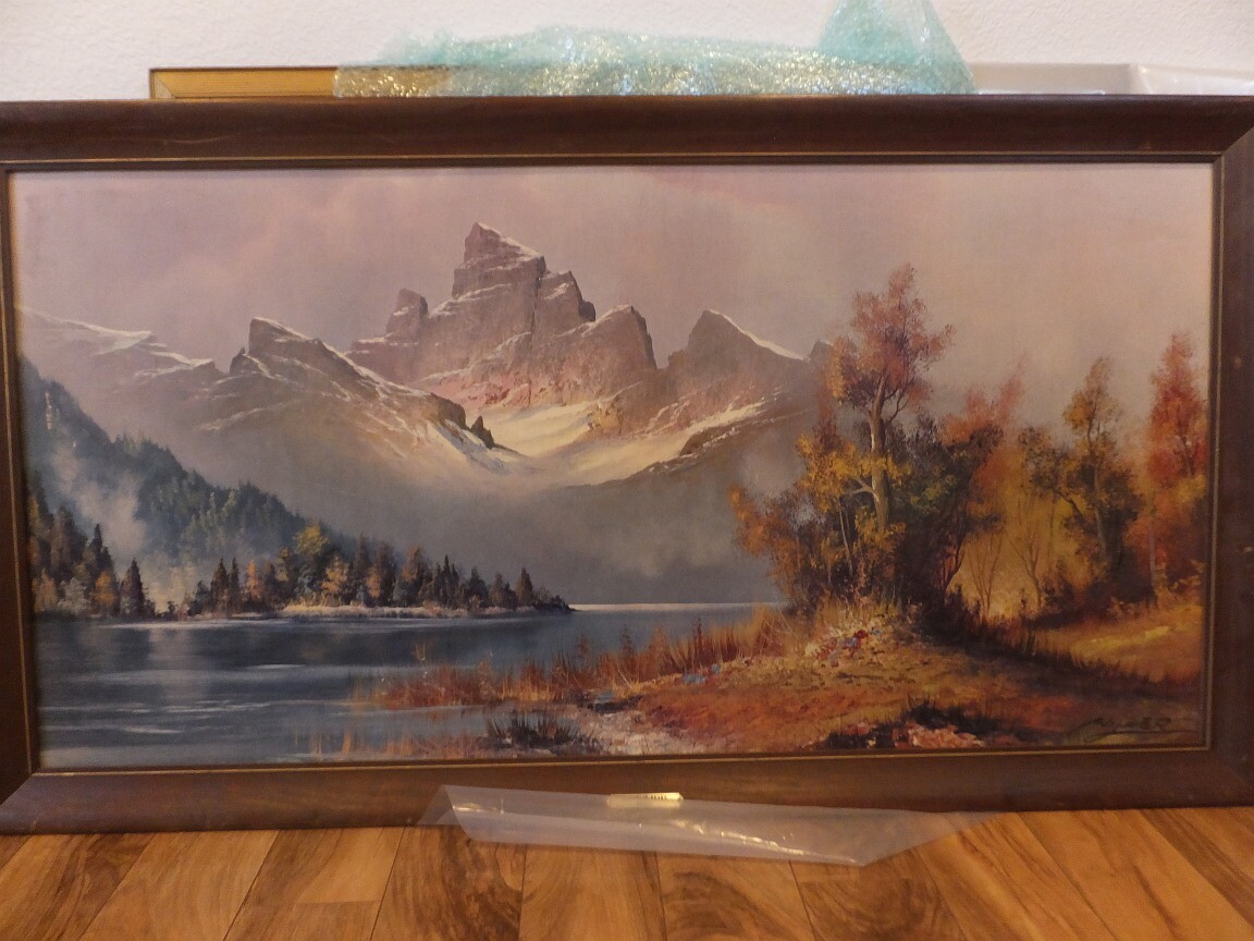 絵画 Winter Mountain ORIGINAL PRINT VINTAGE LITHOGRAPH LITHO WINTER LANDSCAPE