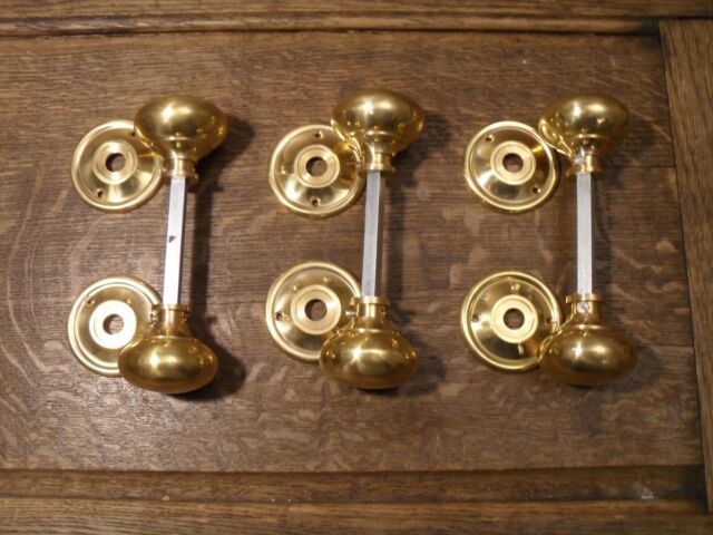 3 pairs antique style brass cottage knobs doorknobs spindle & roses read all 24C