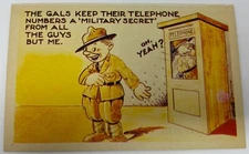 The Gals Keep Their Telephone Numbers  Military Secret Comic Postcard WWII