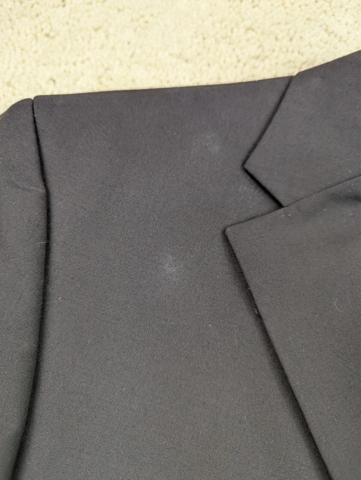 Oscar De La Renta Suit Mens 42R 34x29 Black Wool 2 Piece Jacket Pants Vintage - Image 4 of 4