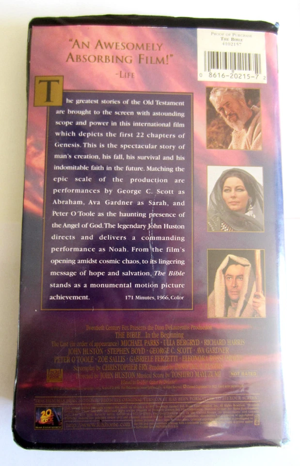 The Bible...In the Beginning VHS 1998 John Huston, Peter O'Toole, Ava Gardner  - Image 2 of 4