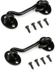 3” Privacy Hook and Eye Latch Easy Lock for Barn Door, Black (3 INCH-2PCS)