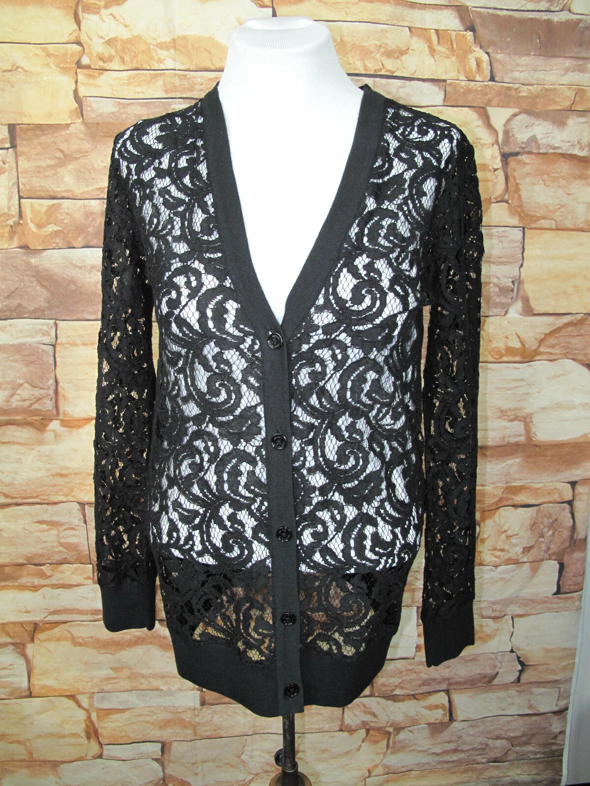 Camicia donna Michael Michael Kors nera pizzo manica lunga bottoni taglia XS N 9