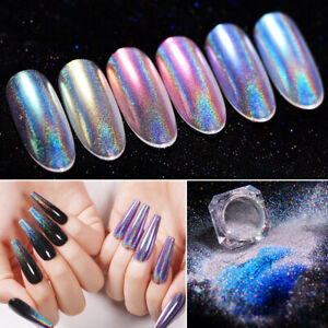 Holographische Nagel Glitter Pulver Staub Uv Gel Acryl Pailletten Spitze Dekora Ebay