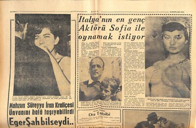 Soraya Queen of Irn, Sophia Loren Newspaper  September  25 , 1962  ''Turkish''
