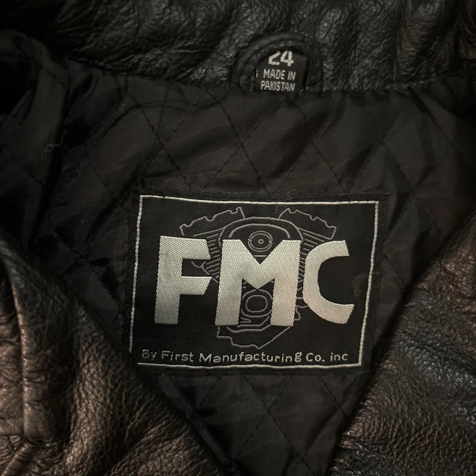 FMC Ladies Black Leather Motorcycle Jacket Size XL Cropped New - Image 3 of 4