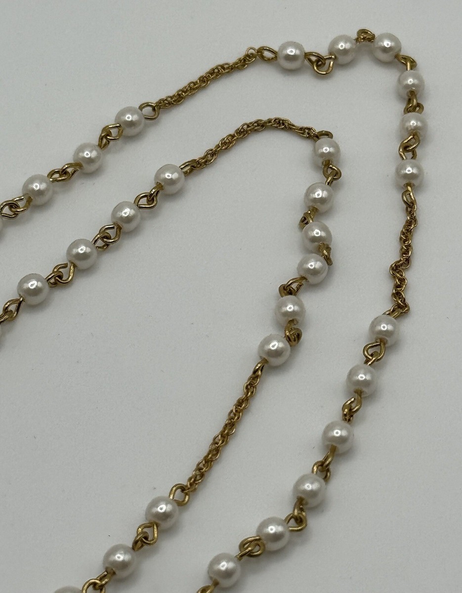 Vintage Nolan Miller Glamour Collection Gold Tone Faux Pearl