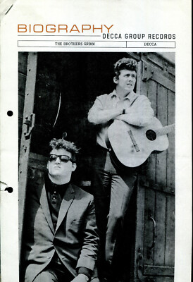 THE BROTHERS GRIMM : UK'65 DECCA Promotion biography sheets FOLK Folkrock POP
