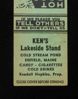 lakeside cigarettes 1940s Ken's Lakeside Stand Candy Hot Dogs Kendall Hopkins Enfield ME  Penobscot C