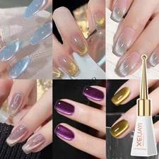 Magnetic Cat Eye Gel Glitter Nail Polish Semi Permanent Soak Off UV Gel Crystal~
