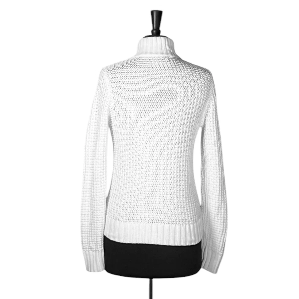 Ralph Lauren Womens Sweater White Cable Knit Zip Preppy Old Money Knit Jacket S - Image 3 of 4