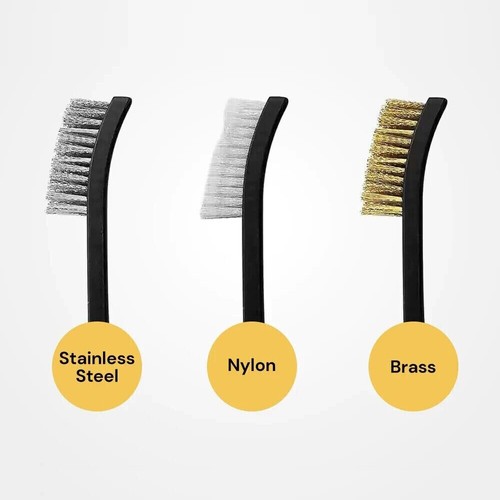Stainless Steel Nylon Brass Scrub Brushes Metal Remover Mini Wire Brush Set Tool - Picture 9 of 20