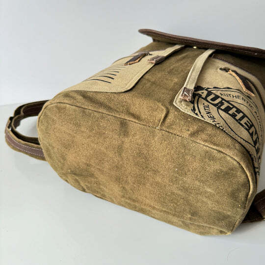 Canvas Laptop Backpack Travel Bag with Leather Accents 16" Vintage Style