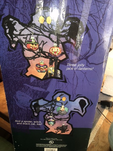 Halloween Lighted House & Tree With Spooky Glass Ornaments Costco Original Box - Picture 11 of 14