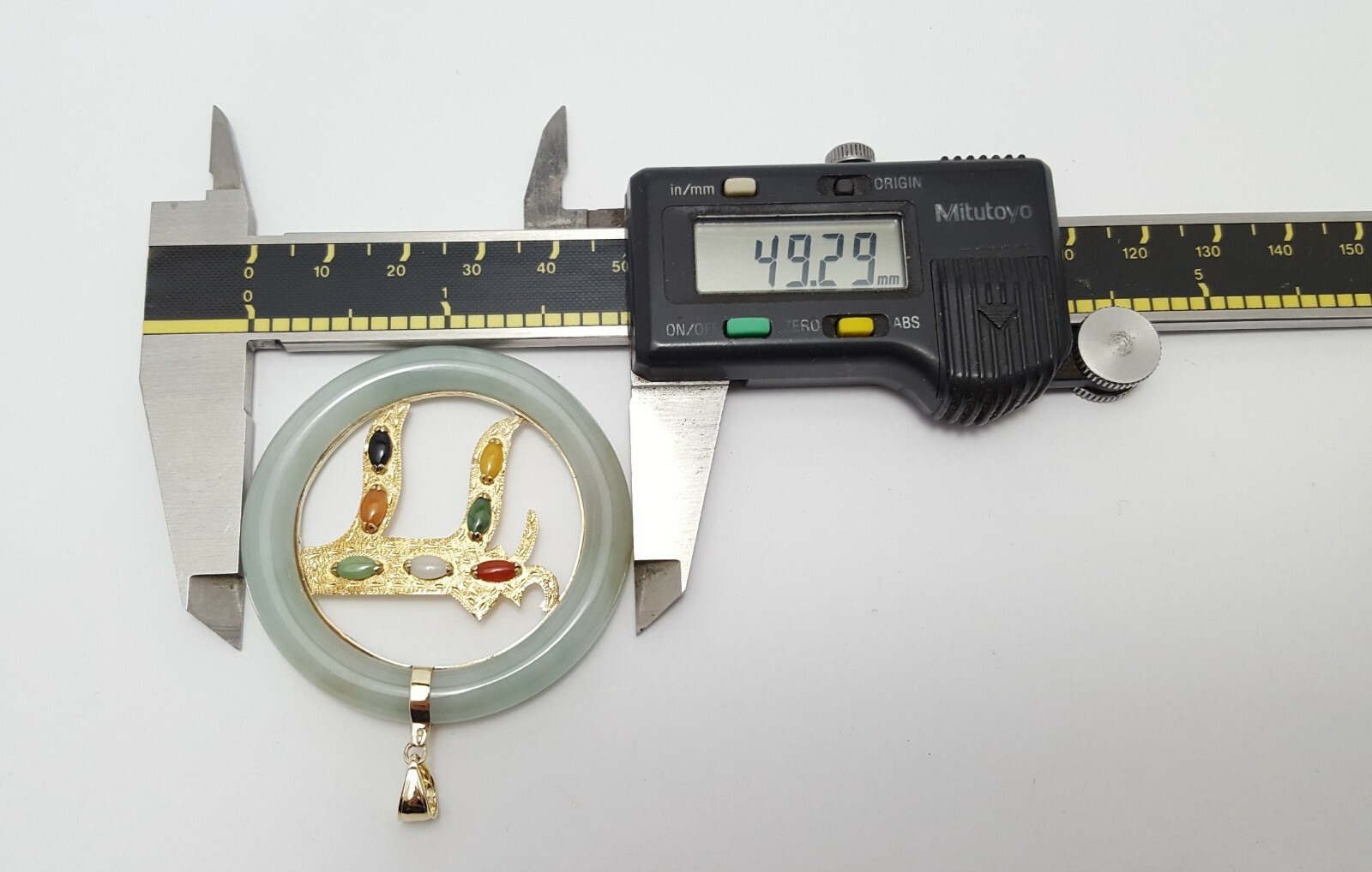 Unique 14K Solid Yellow Gold Large Multi Colored … - image 9