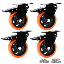 4 Inch Caster Wheels, Casters Set of 4, Heavy Duty Casters with Brake 2200 Lb...
