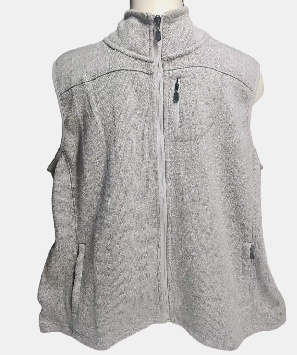 Orvis Sweater Vest Mens XL Gray Golf Sleeveless Heather Gray Full Zip Pockets