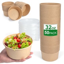 50 Pcs 32 Oz disposable meal prep containers paper bowls with lids disposable...