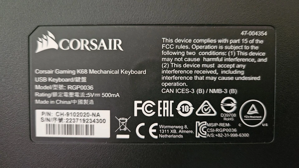 Corsair K68 RED BACKLIT full size mechanical keyboard | Cherry MX Red switches - Image 3 of 4