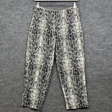 VTG Allison Taylor Crop Pants Womens Black White Stretch Snakeskin USA Made - 10