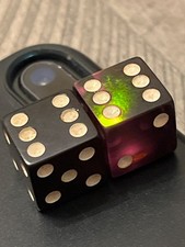 RARE art deco dark green cherry faturan bakelite dice 110925fCCZD