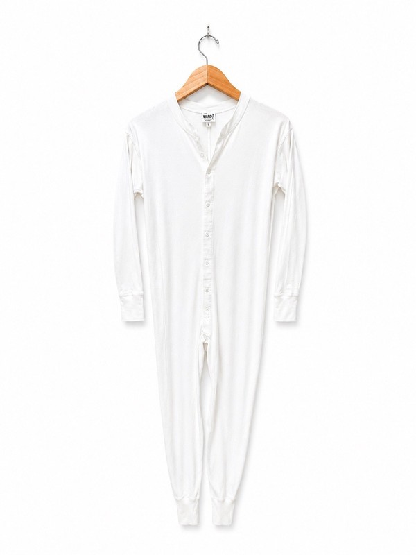 Vtg Long Underwear Drop Seat White Large Mens Jumpsuit