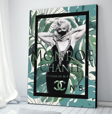 XL LEINWAND BILDER BIS 135x100x5 Marilyn Monro BLÄTTER WANDBILD MODERN GRÜN NEU