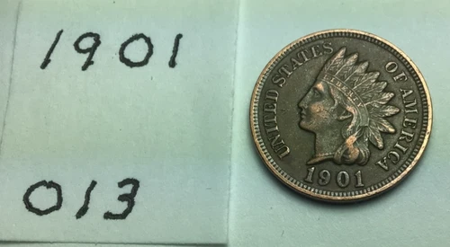 1901 - P Indian Head Penny; V - Good condition ; NICE LIBERTY ON HEAD BAND #013