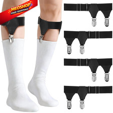 Guduling 4-Pack Sock Garters for Men,Adjustable Elastic one size, Black