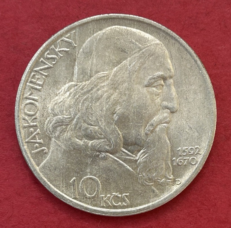1957 Czechoslovakia 10 Korun Silver Coin Commemorating J.A. Komensky