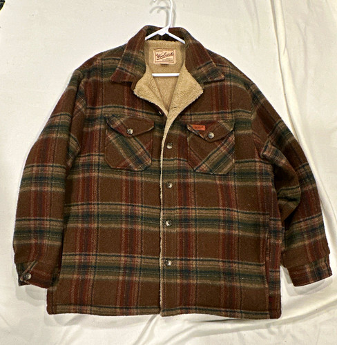 Woolrich Men’s L Plaid Wool Button-Front Lined Jacket w/ Pockets Outdoor
