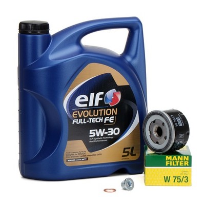 5L elf Evolution Full-Tech FE 5W-30 Motoröl + MANN W75/3 Ölfilter für RENAULT