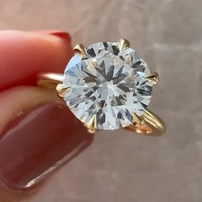 5.88 Ct Round White Diamond Solitaire Engagement Ring in 14K Yellow Gold Plated